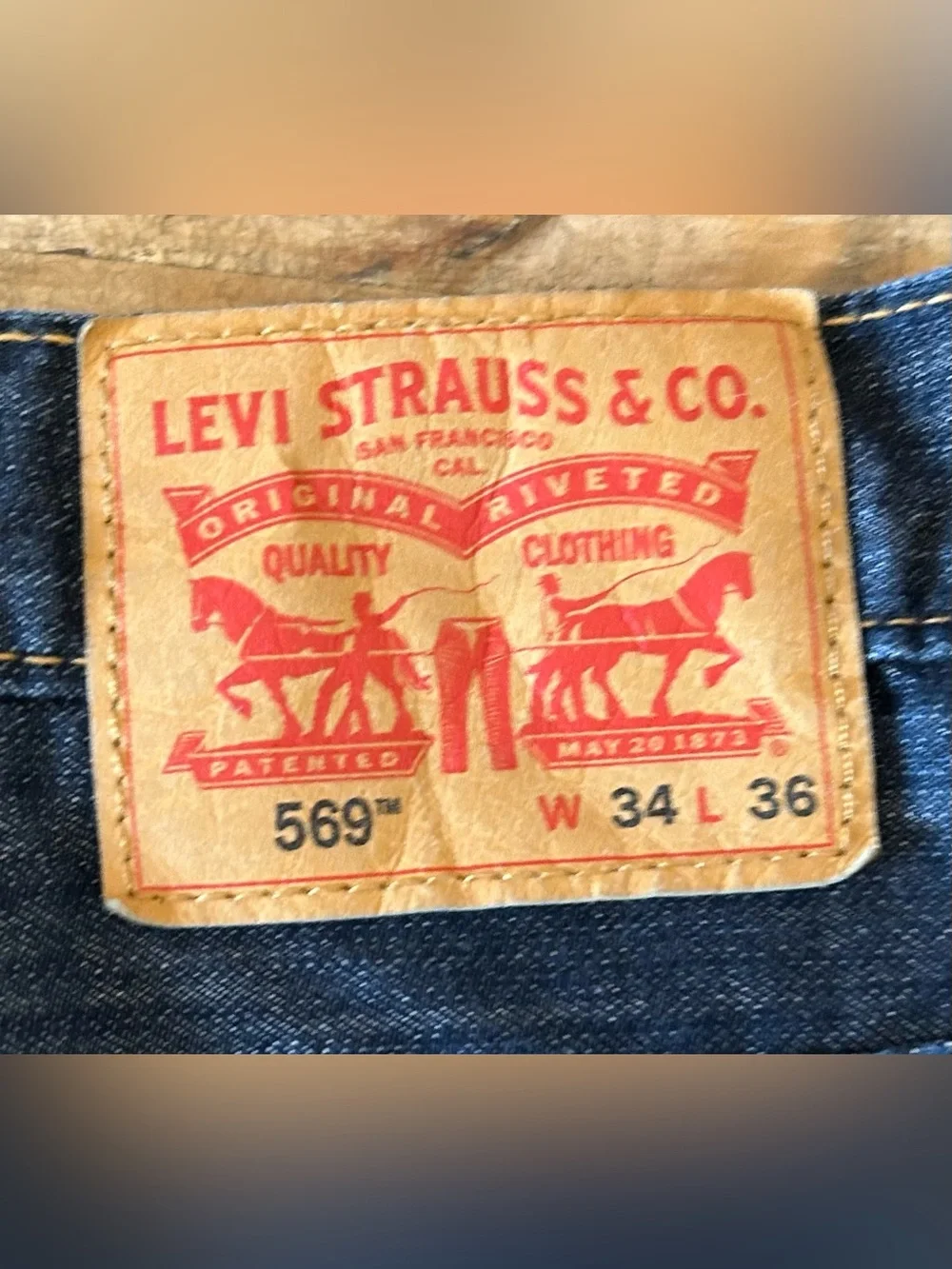 Levi's 569 Men’s Jeans Loose Straight Fit - Dark Blue Denim Casual 34W X 36L
